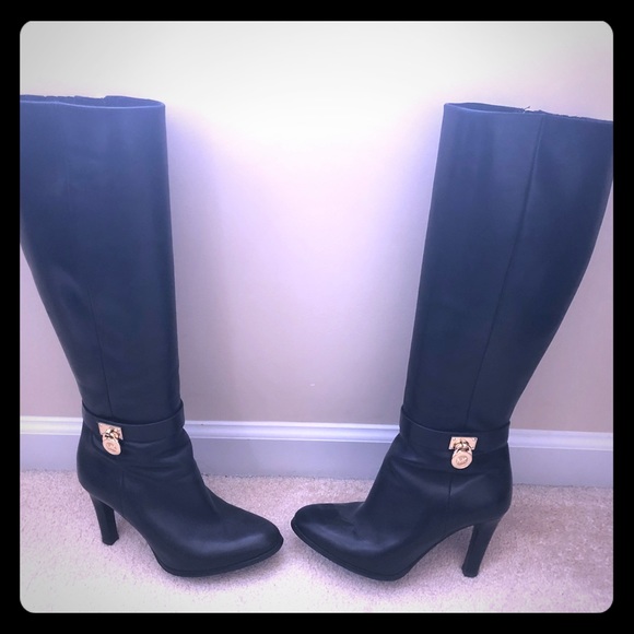 Black leather boots Michael Kors size 7 - Picture 1 of 4